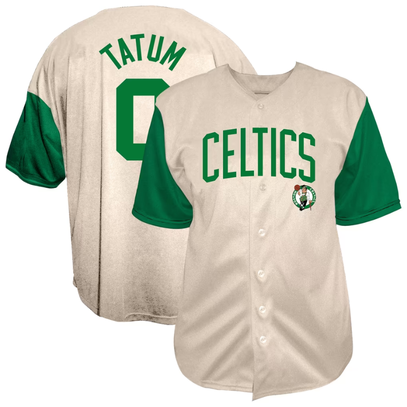 Boston Beige & Green Baseball Jersey (Tatum)