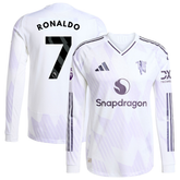 Cristiano Ronaldo Manchester United adidas 2025/26 Away Authentic Long Sleeve Player Jersey - White Adidas