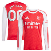 Arsenal adidas 2025/26 Home Long Sleeve Custom Jersey - Red Adidas