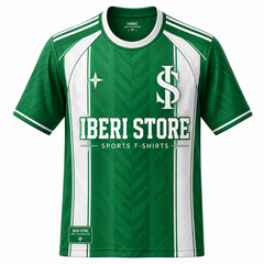 Iberi Store Men's Premium Green & White Graphic Crewneck Football Jersey