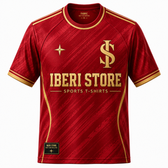Iberi Store Men's Premium Red & Gold Graphic Crewneck Football Jersey
