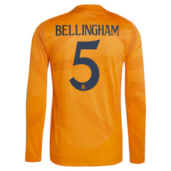 Jude Bellingham Real Madrid adidas 2024/25 Away Long Sleeve Player Jersey - Orange Adidas