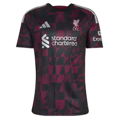 Liverpool Style Black & Burgundy Checkered Soccer Jersey (Wirtz)