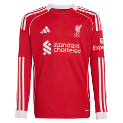 Mohamed Salah Liverpool adidas Youth 2025/26 Home Long Sleeve Jersey - Red Adidas