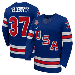 USA Royal Blue Hockey Jersey (HELLEBUYCK 37)