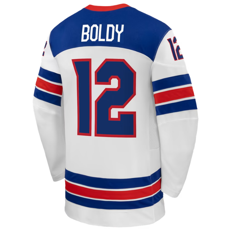 USA White, Blue & Red Hockey Jersey (Boldy)