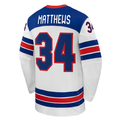 USA White, Blue & Red Hockey Jersey (MATTHEWS)