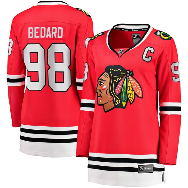 Connor Bedard Chicago Blackhawks Women's Home Captain Patch Breakaway Jersey