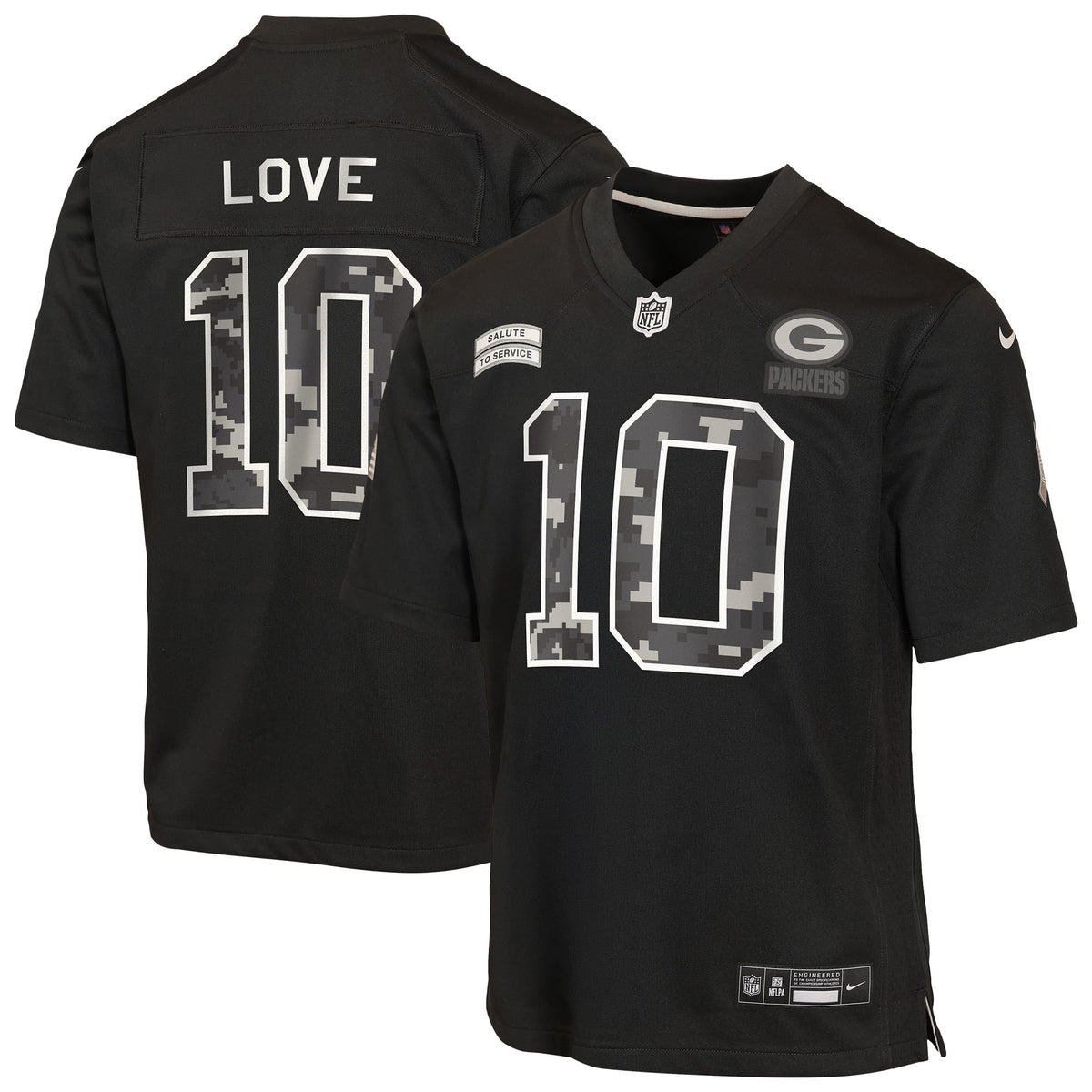 Nike Jordan Love Green Bay Packers Youth Salute to Service Game Jersey
