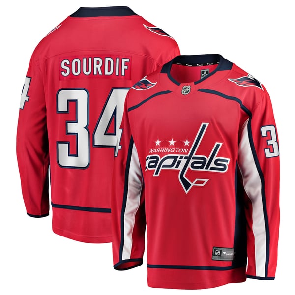 Fanatics Justin Sourdif Washington Capitals Home Breakaway Jersey