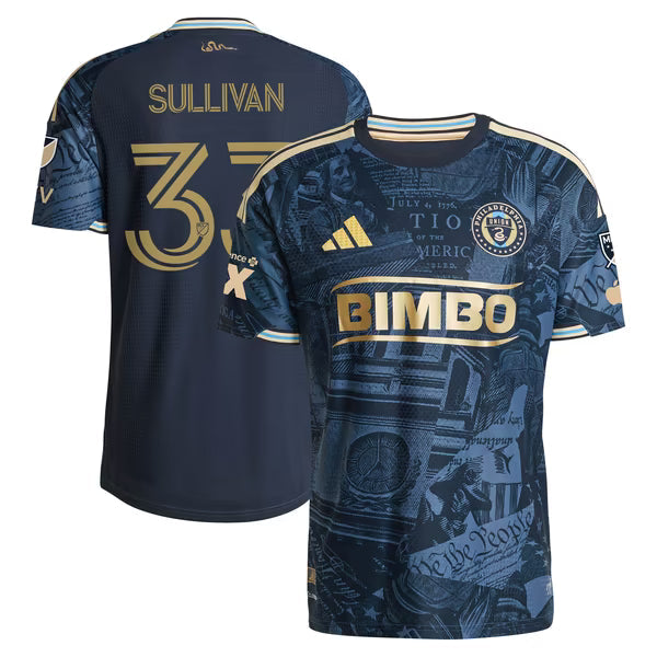 Adidas Quinn Sullivan Philadelphia Union 2026 1776 Kit Authentic Patch Jersey