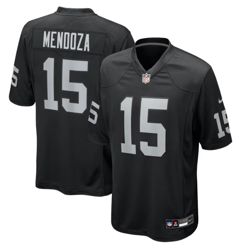 Las Vegas Style Stealth Black & Silver Football Jersey (Mendoza)