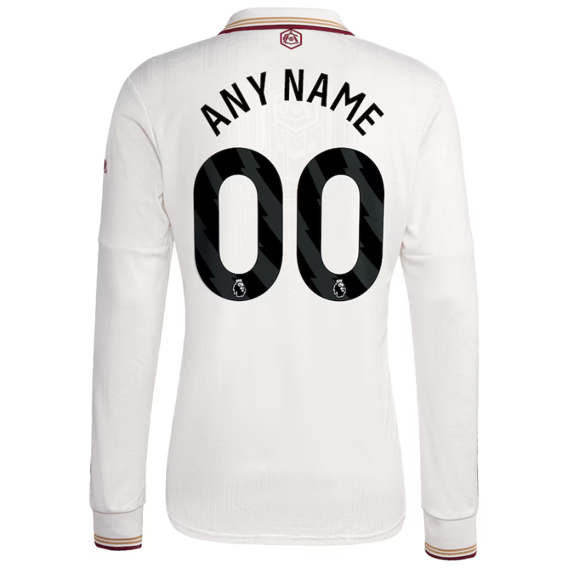 Arsenal adidas 2025/26 Third Long Sleeve Custom Jersey - White Adidas