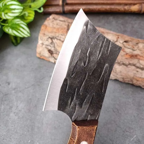 Forged Small Kitchen Cleaver – Wooden Handle Chef Knife for Vegetables & Fruits - Iberi Store™