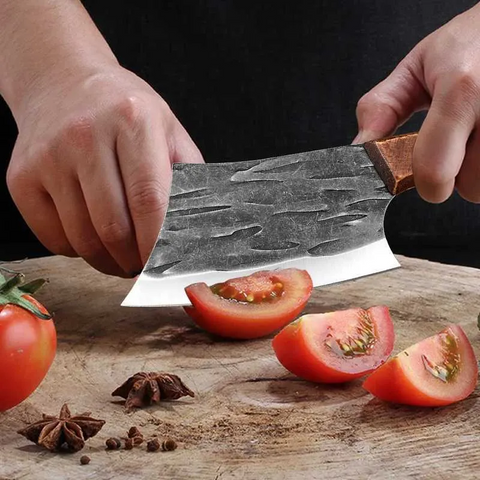 Forged Small Kitchen Cleaver – Wooden Handle Chef Knife for Vegetables & Fruits - Iberi Store™