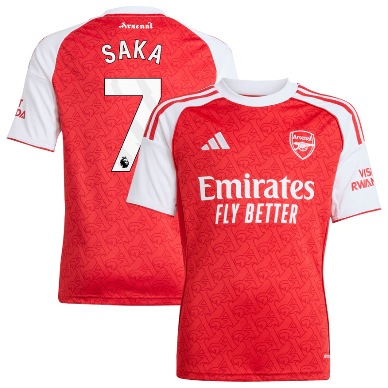Bukayo Saka Arsenal adidas Youth 2025/26 Home Player Jersey - Red Adidas