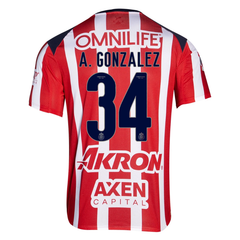 Chivas Guadalajara A. Gonzalez Red & White Soccer Jersey