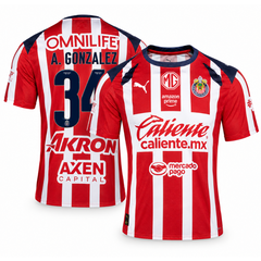 Chivas Guadalajara A. Gonzalez Red & White Soccer Jersey