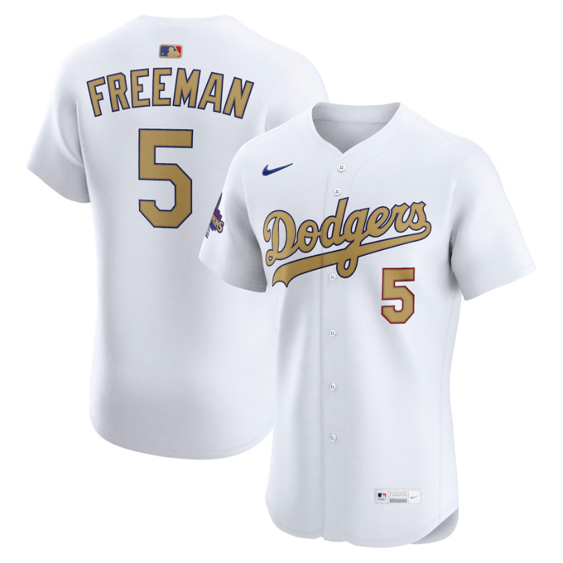 Freddie Freeman Los Angeles Dodgers Nike 2025 Gold Collection Elite Jersey – White Nike
