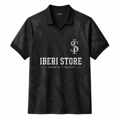 Iberi Store Men's Premium Black Graphic Polo Football Jersey