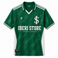 Iberi Store Men's Premium Green Graphic Polo Football Jersey