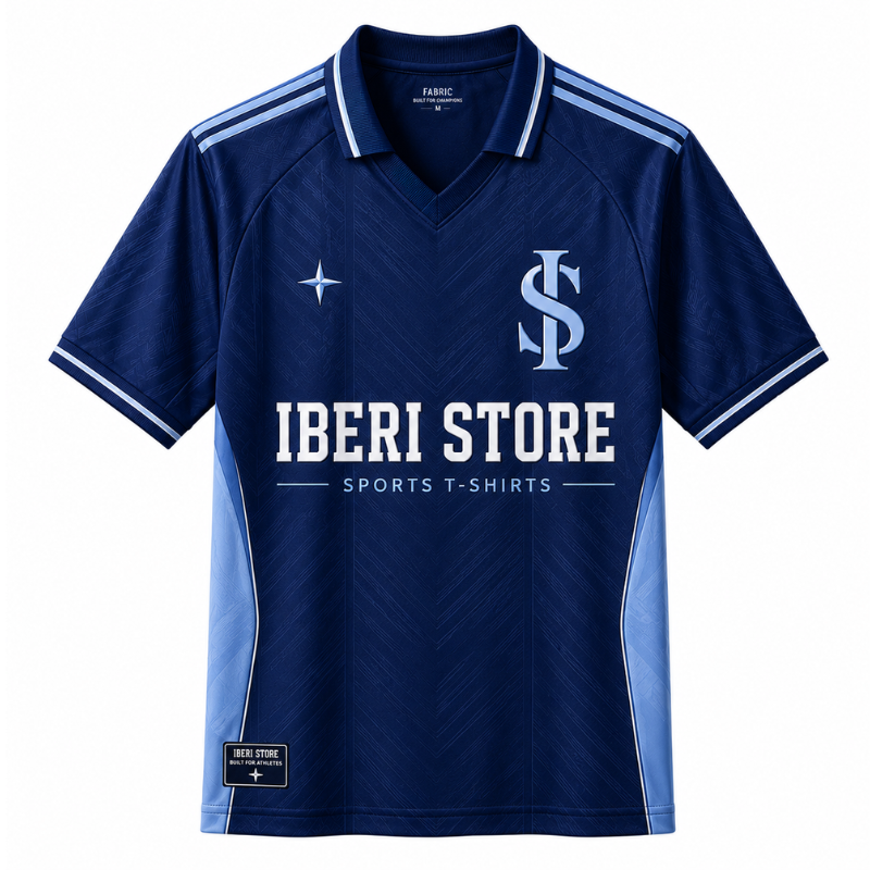 Iberi Store Men's Premium Navy Blue Graphic Polo Football Jersey