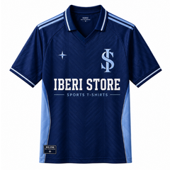 Iberi Store Men's Premium Navy Blue Graphic Polo Football Jersey