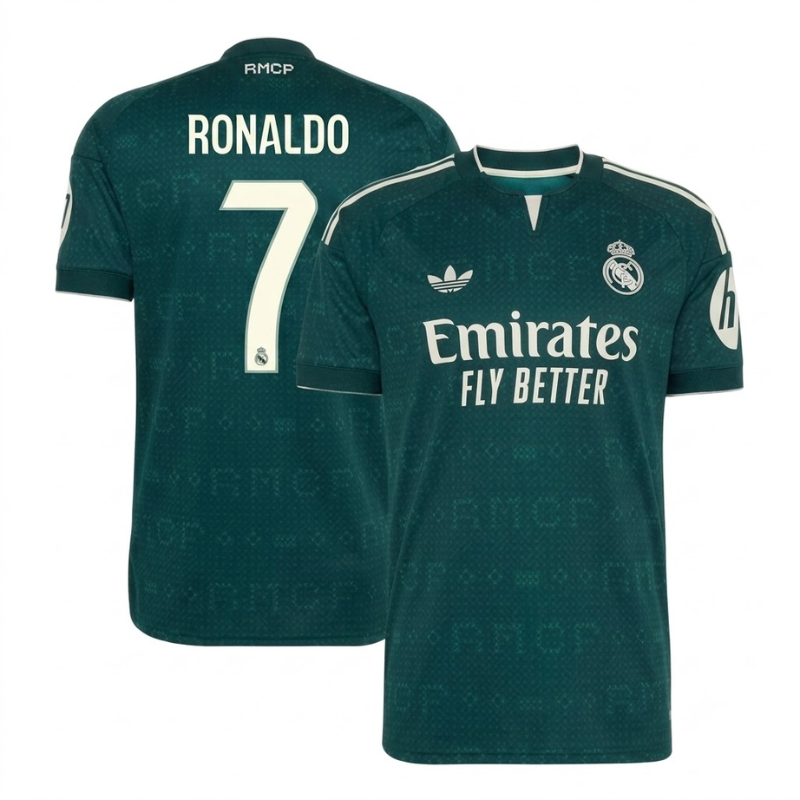 Madrid Jersey Dark Green Patterned Custom Football Shirt (Ronaldo)