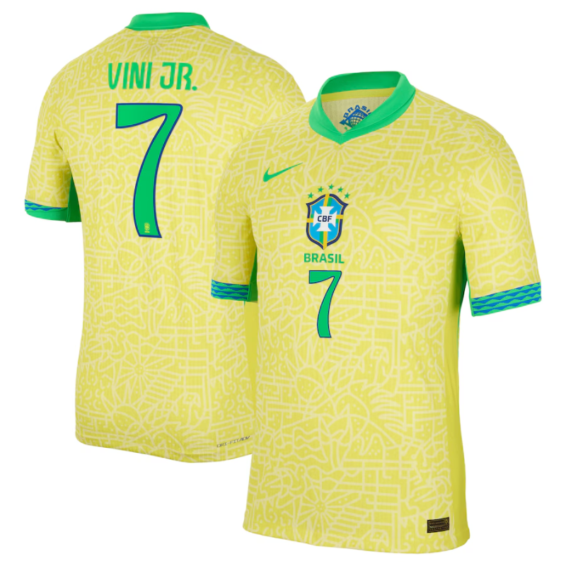 Vini Jr. Brazil National Team Nike 2024 Home Authentic Jersey - Yellow - Nike