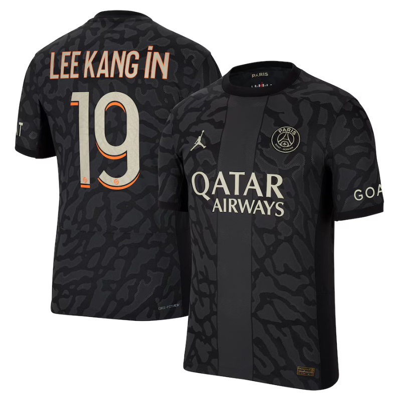 Jordan Brand Lee Kang In Paris Saint-Germain Anthracite 2023/24 Third Match Authentic Player Jersey Jordan Brand
