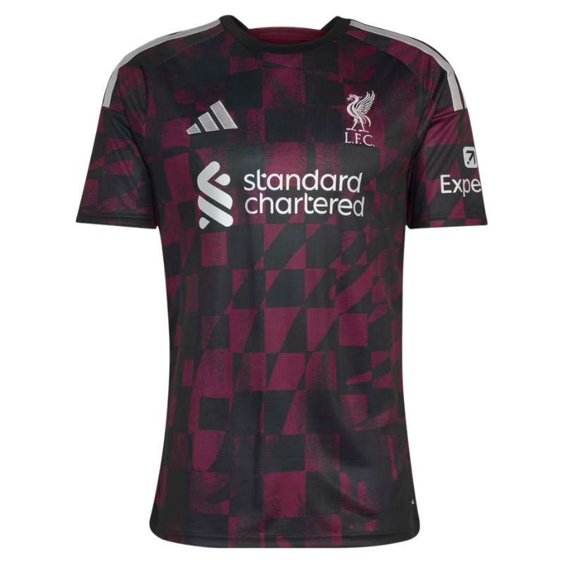 Liverpool Style Black & Burgundy Checkered Soccer Jersey (Salah)