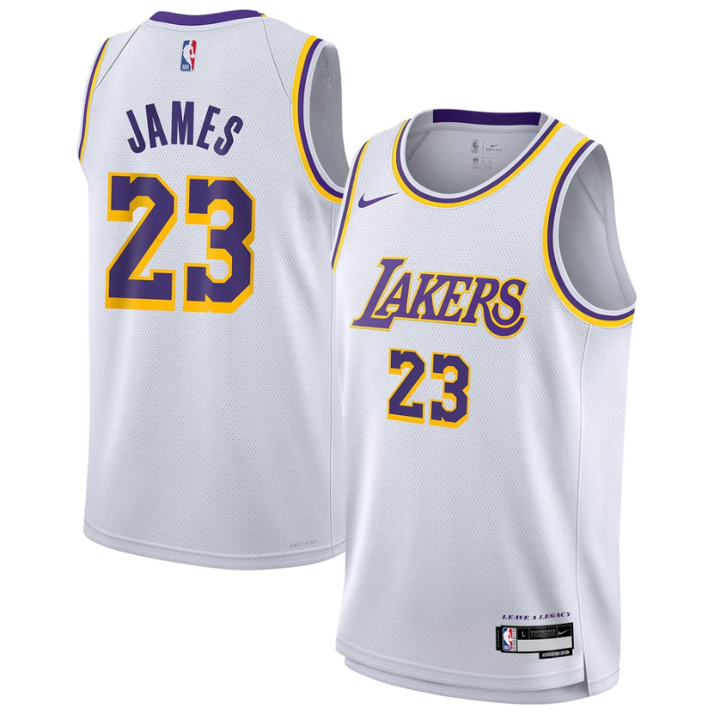Los Angeles Lakers White, Purple & Gold Association Edition Basketball Jersey (James)