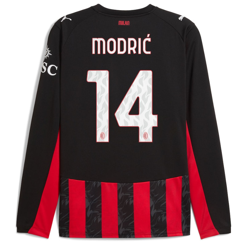 Luka Modric AC Milan Puma 2025/26 Home Long Sleeve Jersey - Red Puma