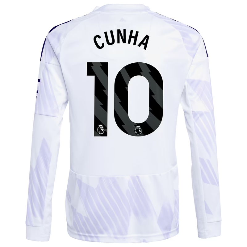 Manchester United Away Shirt 2025-26 - Long Sleeve with Cunha 10