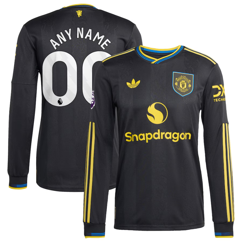 Manchester United adidas 2025/26 Third Long Sleeve Jersey - Black Adidas