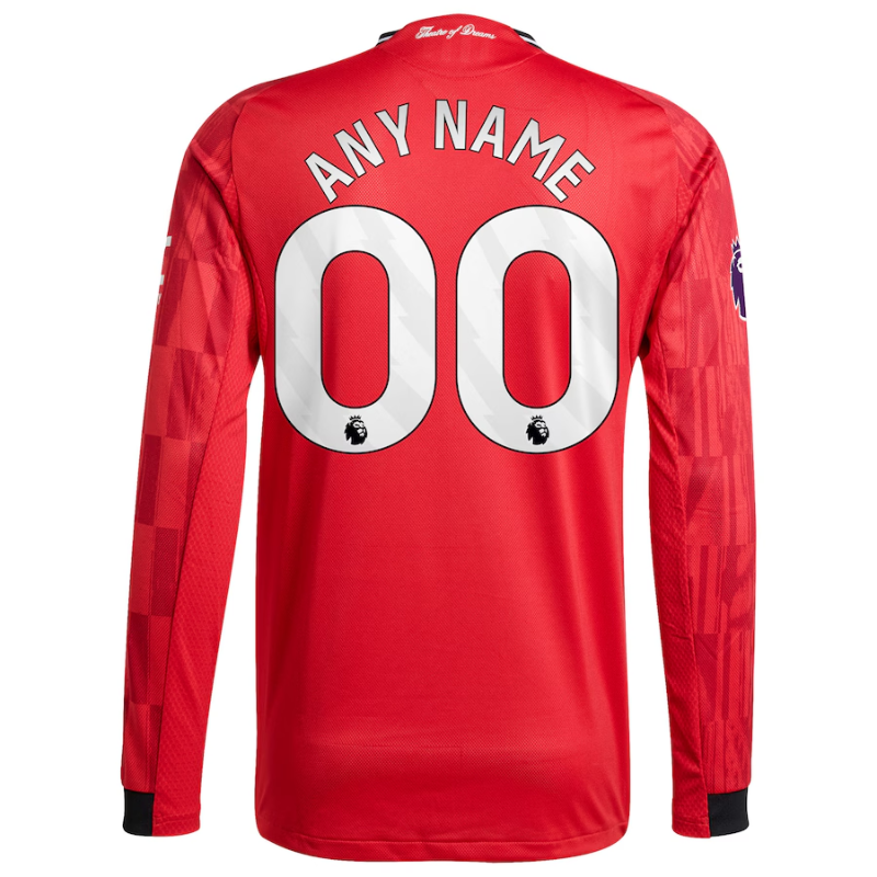 Manchester United adidas Home 2025/26 Custom Authentic Long Sleeve Jersey - Red Adidas