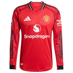 Manchester United adidas Home 2025/26 Custom Authentic Long Sleeve Jersey - Red Adidas