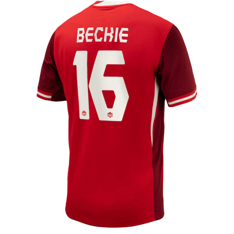 Men's Nike Janine Beckie Red Canada Soccer 2024 Home Jersey