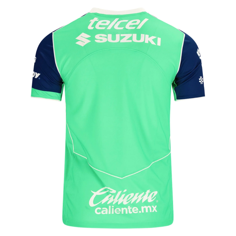 Pumas UNAM Green & Navy Soccer Jersey 25/26 Third Jersey (Green Shock/Blue Void/White)