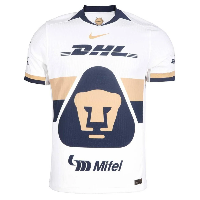 Pumas UNAM White & Gold Soccer Jersey 25/26 (Sail/Obsidian/Club Gold)