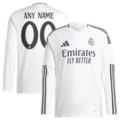 Real Madrid adidas 2024/25 Home Custom Long Sleeve Jersey - White Adidas
