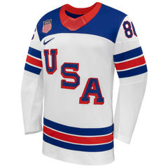 USA White, Blue & Red Hockey Jersey (HUGHES)