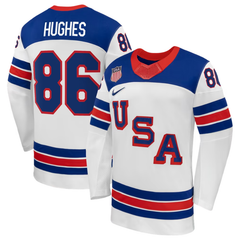 USA White, Blue & Red Hockey Jersey (HUGHES)