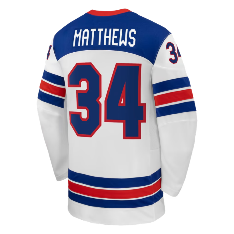 USA White, Blue & Red Hockey Jersey (MATTHEWS)