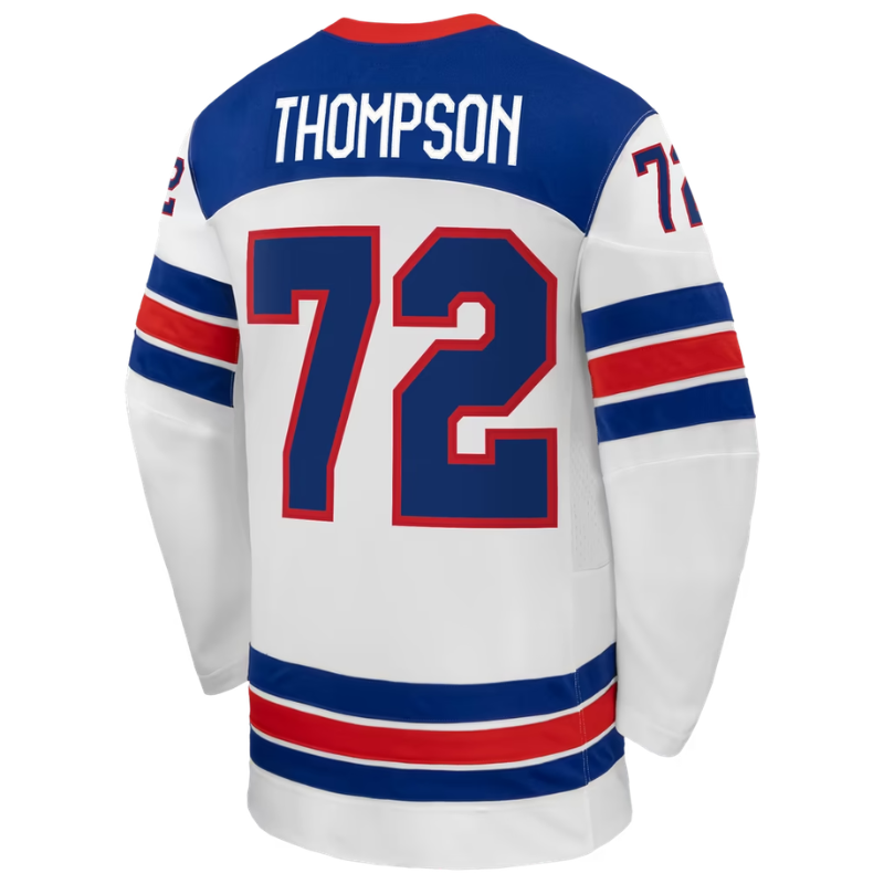 USA White, Blue & Red Hockey Jersey (THOMPSON)