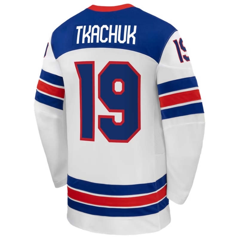 USA White, Blue & Red Hockey Jersey (TKACHUK)