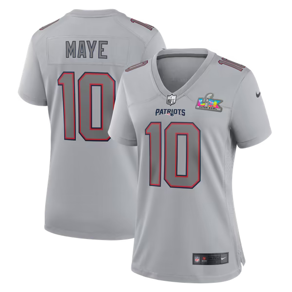 Drake Maye New England Patriots Nike Women's Super Bowl LX Patch Atmosphere Fashion Game Jersey