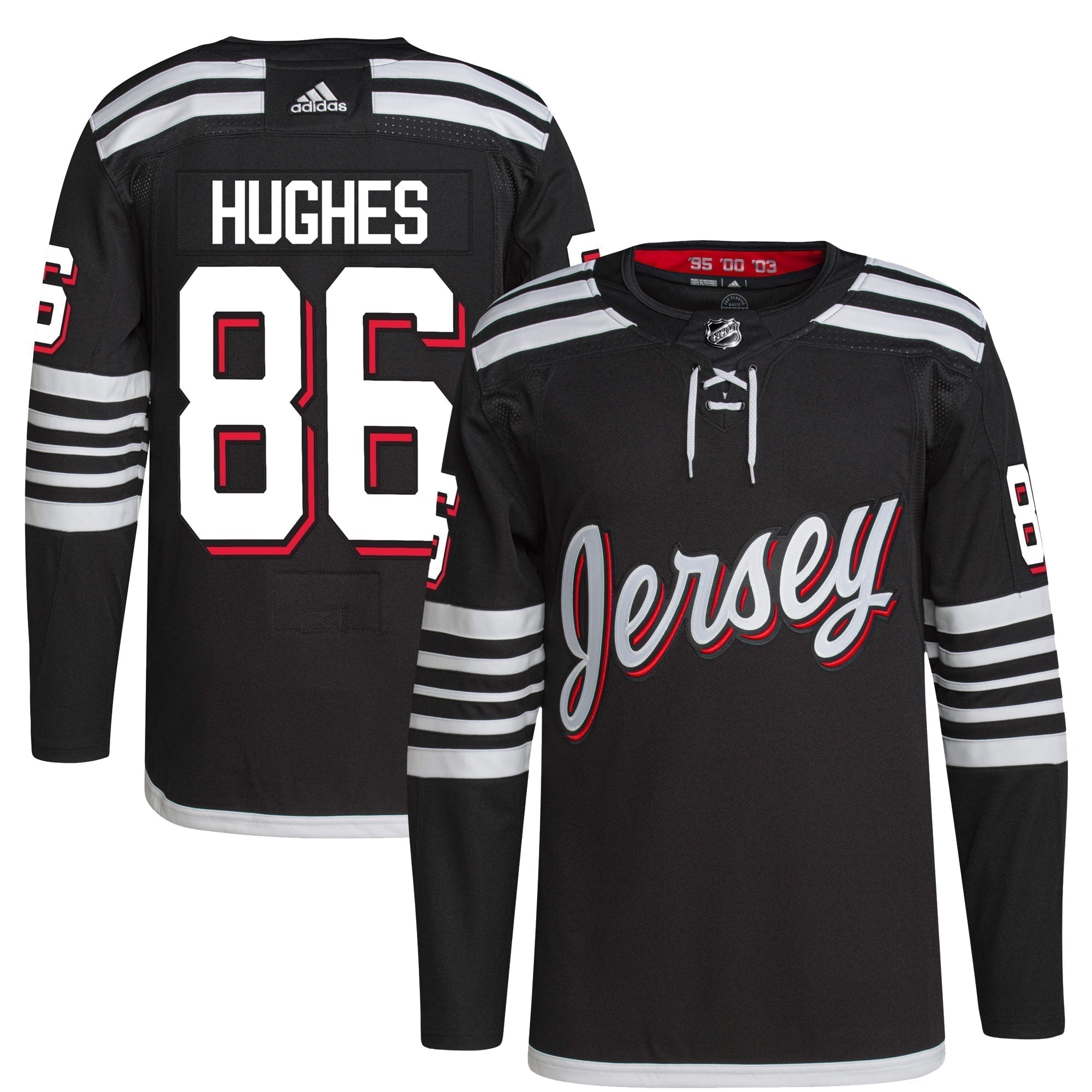Jack Hughes New Jersey Devils adidas Alternate Primegreen Authentic Player Jersey - Black adidas