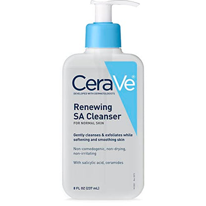 CeraVe SA Cleanser | Salicylic Acid Cleanser with Hyaluronic Acid, Niacinamide & Ceramides| BHA Exfoliant for Face | Fragrance Free Non-Comedogenic | 8 Ounce
