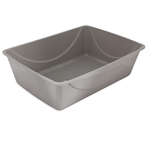 Petmate Open Cat Litter Box, Extra Large Nonstick Litter Pan Durable Standard Litter Box, Mouse Grey Great for Small & Large Cats Easy to Clean, Made in USA